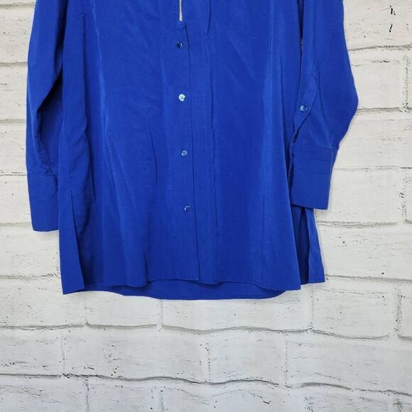 Soft Surroundings Loretta Shirt Solid Blue Button Zip Tunic Women's Large - Picture 3 of 11